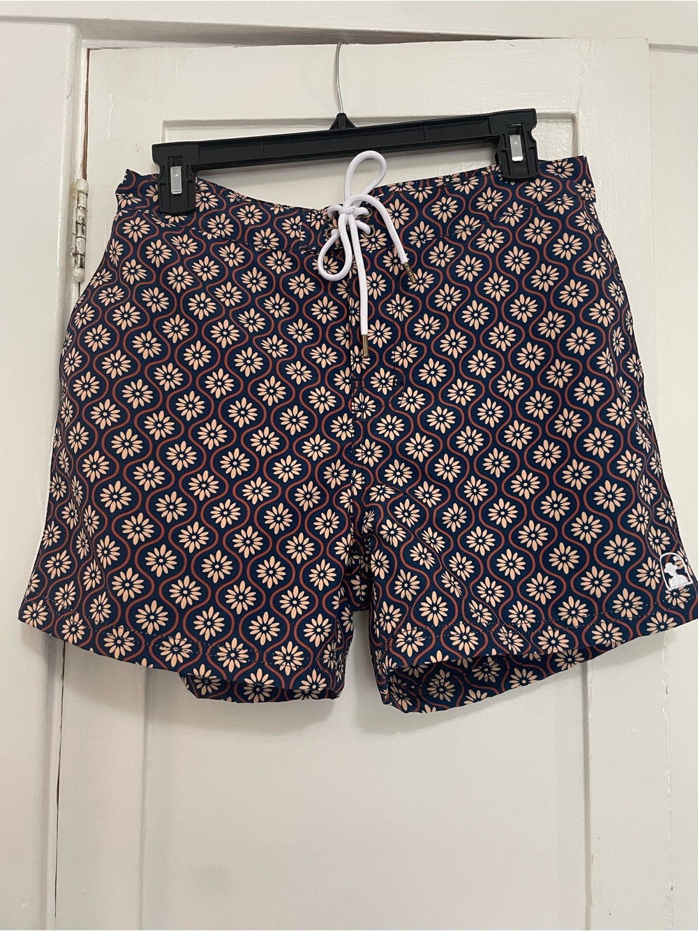 Dandy Del Mar Navy Floral-Pattern Men's Hybrid Swim Shorts 29